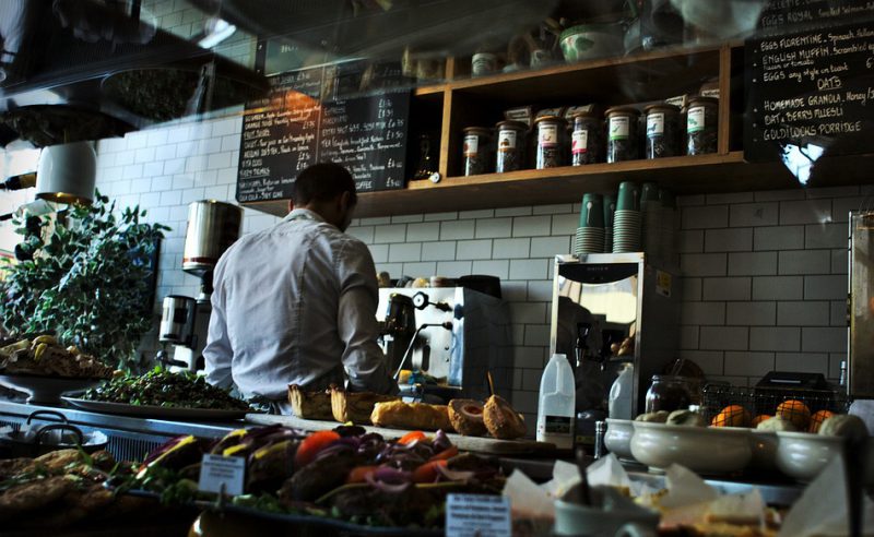 Barkeeper preparing coffee