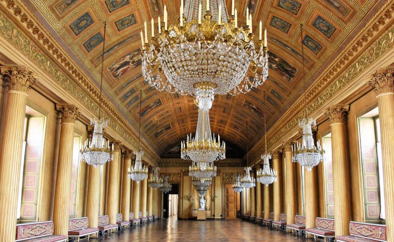 Luxury chandelier in french styled castle
