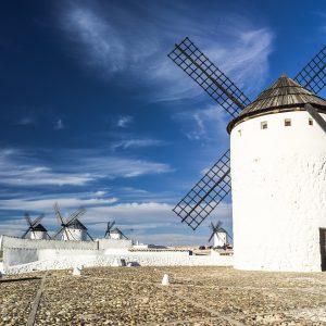 Old windmills on a sunny day
