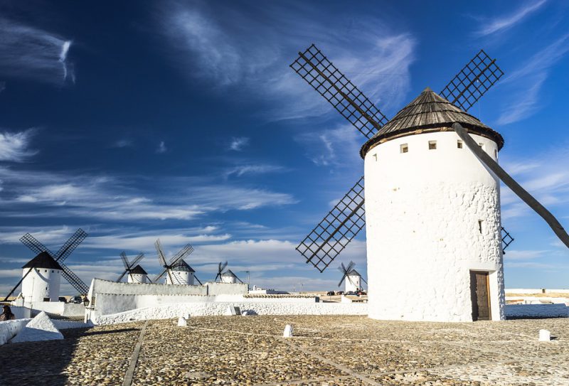 Old windmills on a sunny day