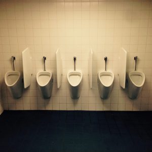 Urinals row in a mall
