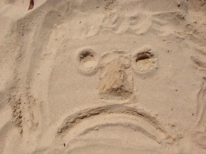 Sad smiley in the sand