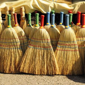 Brooms on a flea market