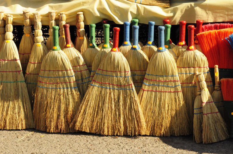 Brooms on a flea market