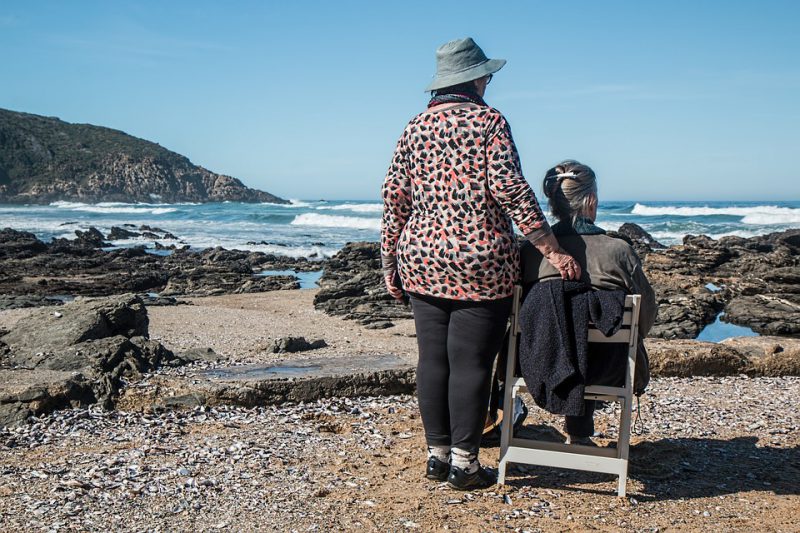 Elderly people on a beach