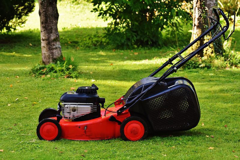 Mower in the yard