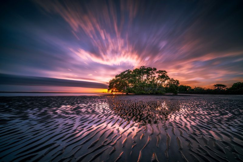 Low tide on the beach