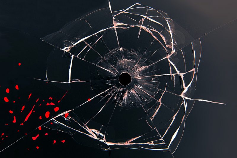 Glass hit by a bullet