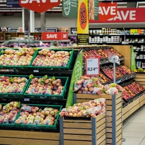 A fruit section in a supermarket