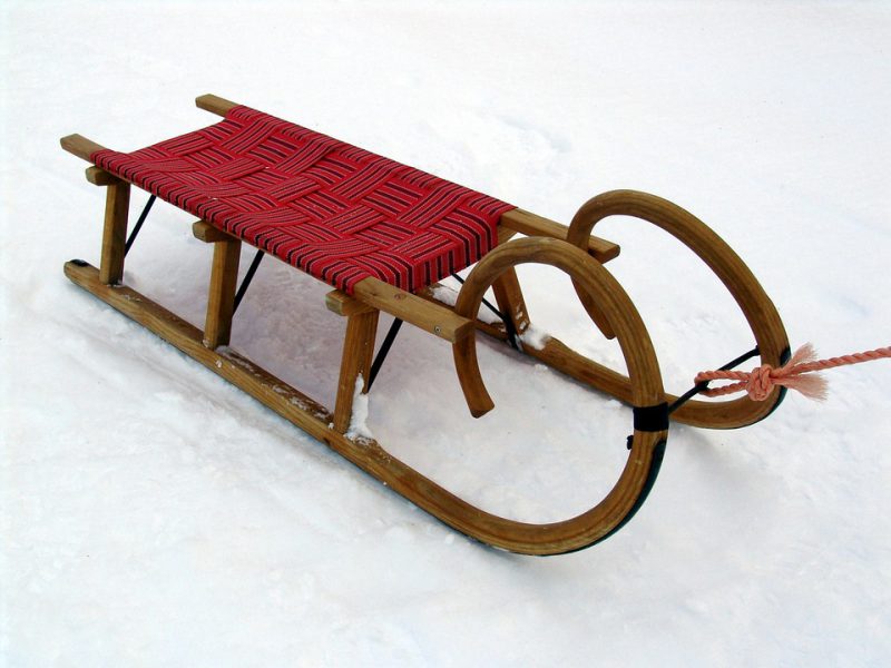 Sleds in the snow