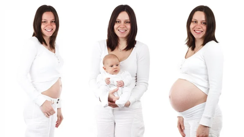 Picture of a pregnant woman from multiple angles