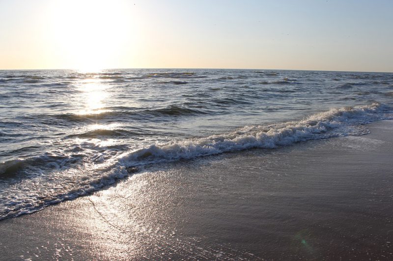 Sea coast during high tide