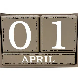 April 1st on an old wooden calendar