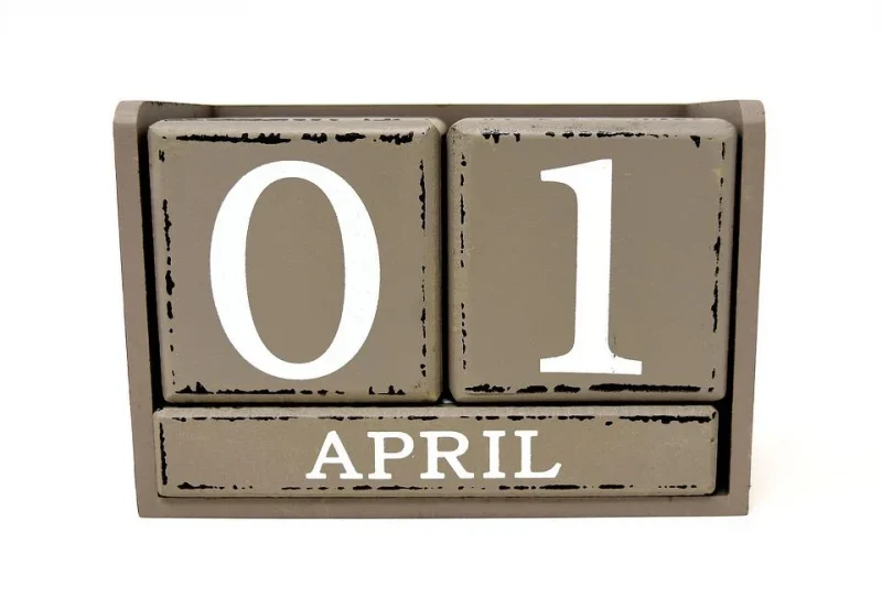 April 1st on an old wooden calendar