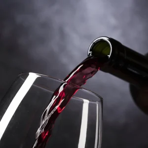 Display of wine poured into a glass