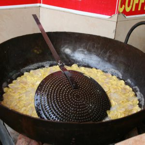 A wok in which food is fried