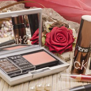 Makeup set on a desk