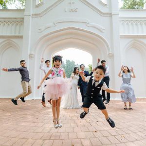 Guests at the wedding party dance and have fun