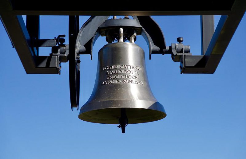 Church bell and metal construction around it