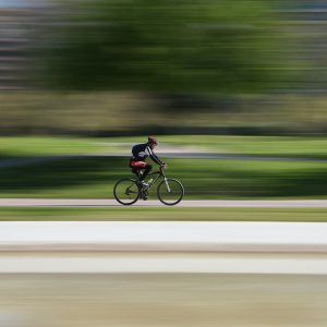 Cyclist riding fast