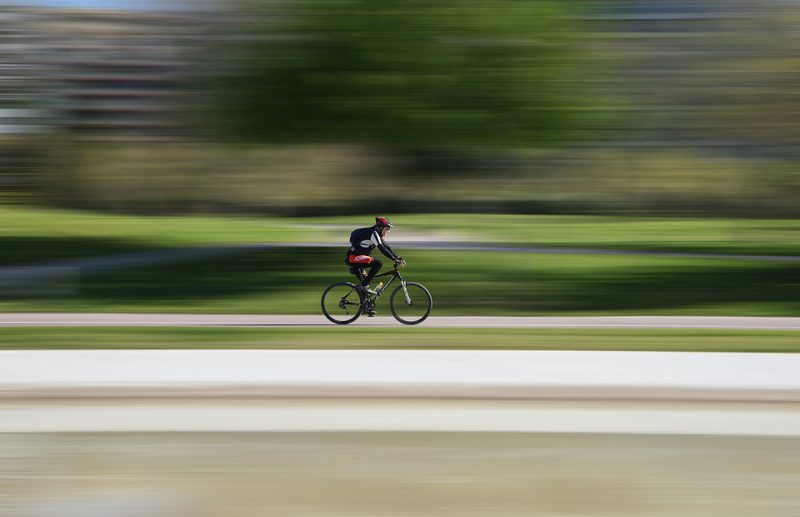 Cyclist riding fast