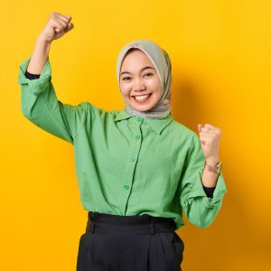 Woman rejoicing illiustration