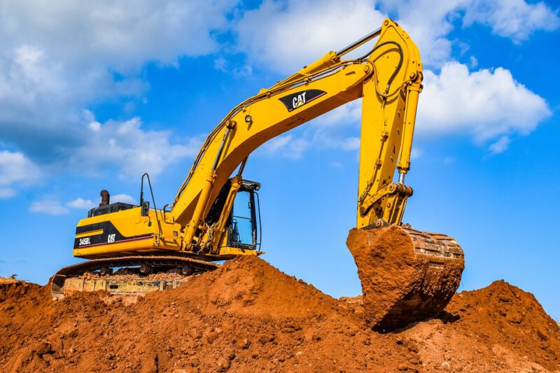 Excavator in a dirt