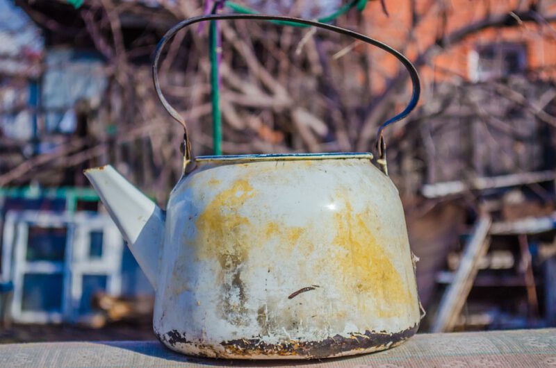 Old beaten out kettle