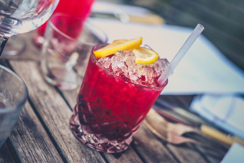 Pink colored cocktail