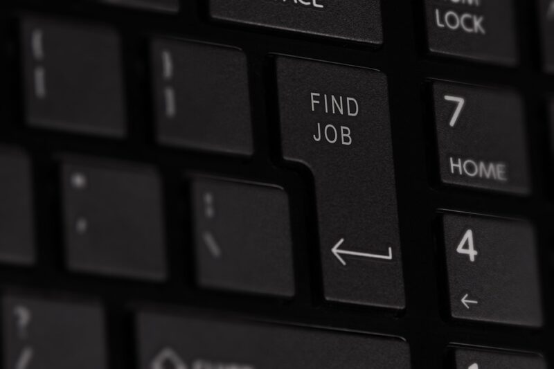 Unemployment illustration on a keyboard