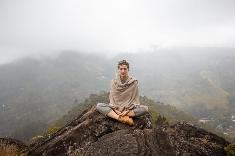 Yoga on a mountain